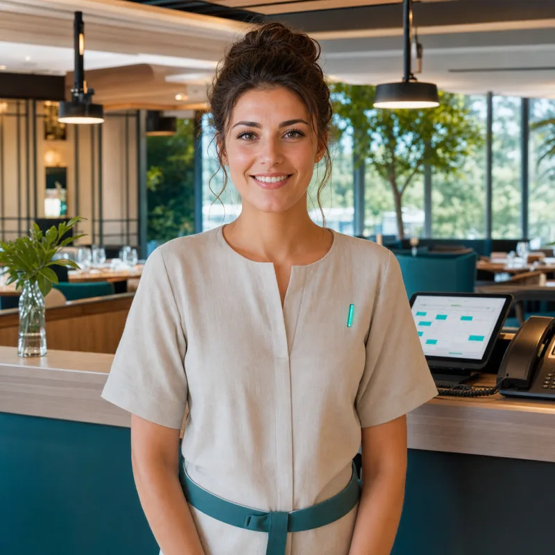 Helles Konfigurationsbeispiel für einen digitalen Mitarbeiter am Empfang eines Restaurants