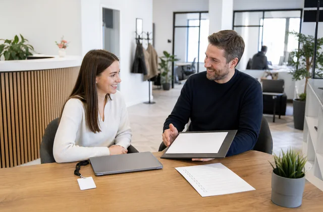 Praxisnahe Arbeitsszene für Onboarding-Assistent